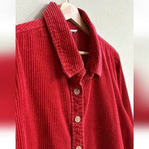 Vintage North Style Corduroy Button Down Chore Shacket Red L